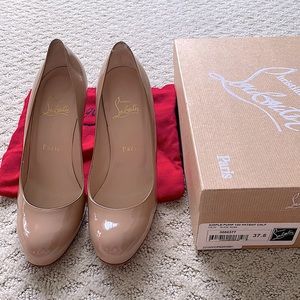 Auth Christian Louboutin Nude Pumps 37.5sz Worn Twice! Org Box/Dust Bag.
